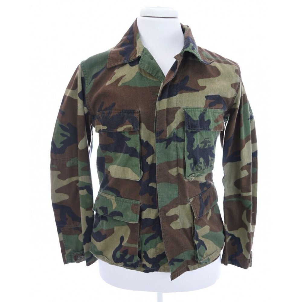 USMC 1983 Marine Corps Combat Coat Shirt Woodland Sz S Short Camouflage Camo